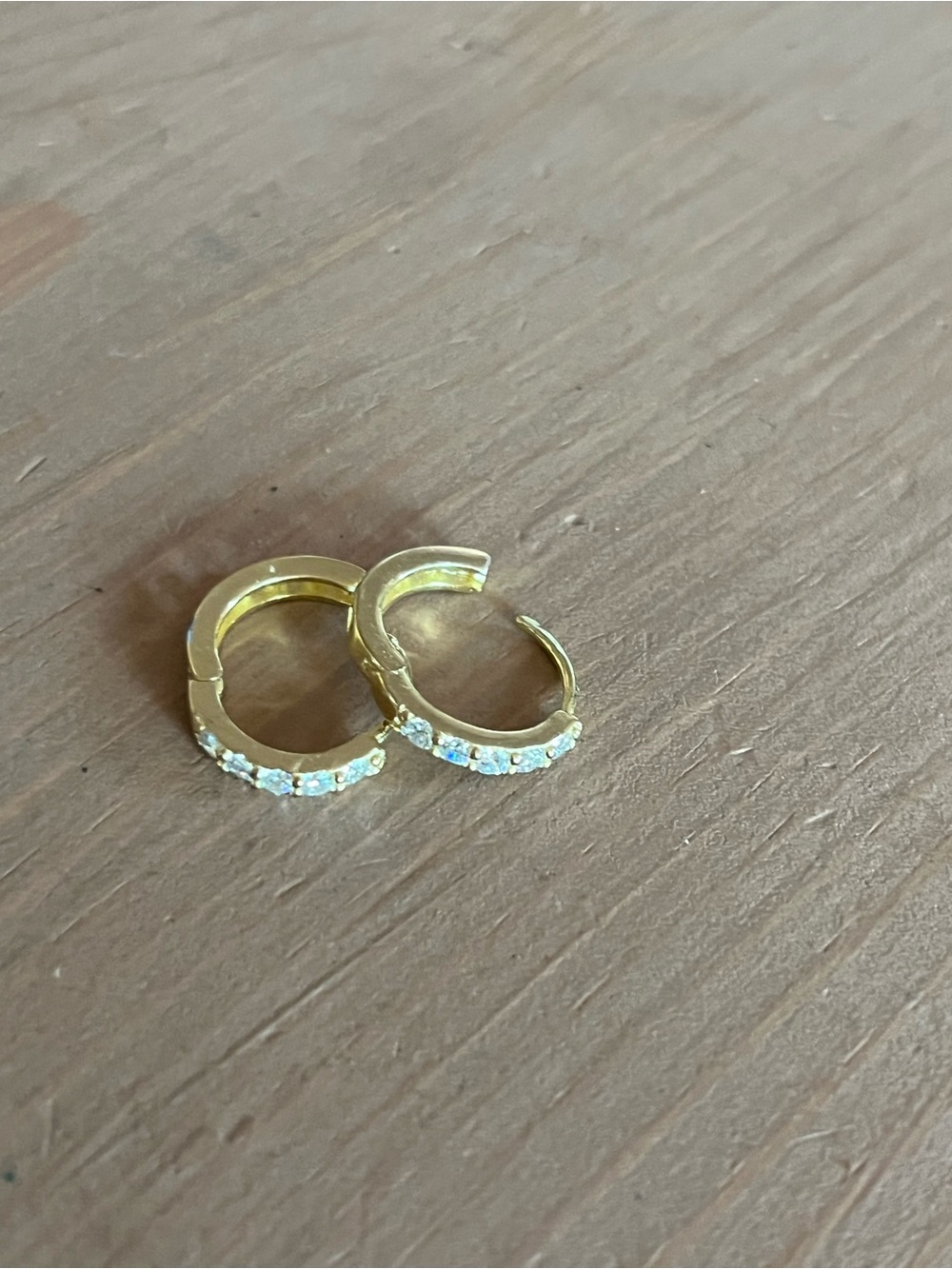 Huggies vermeil earrings sterling with gold overlay in box cz hearts adorable